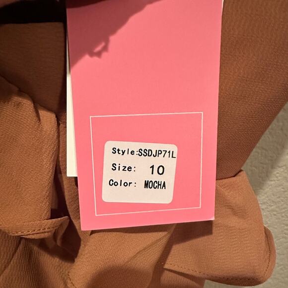 NWT Style State Tan Crisscross Spaghetti Strap Ruffle shorts Romper Sz 10 - Picture 5 of 6